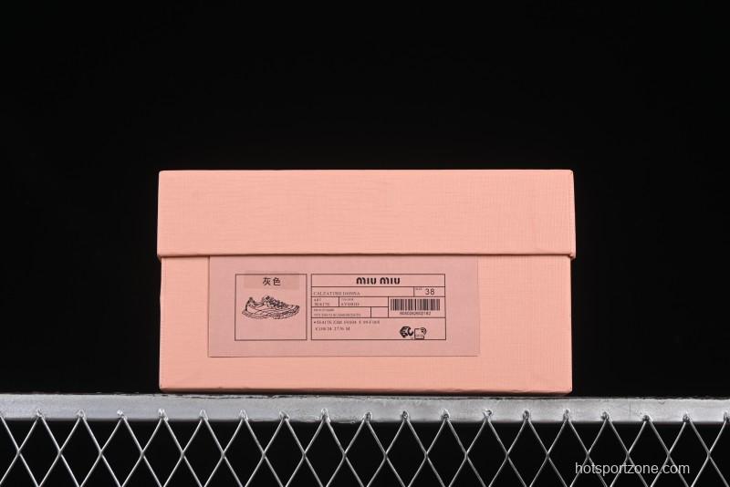 Miu Miu Suede Round Toe Lace-Up Low Top Women's Casual Shoes - 99D4