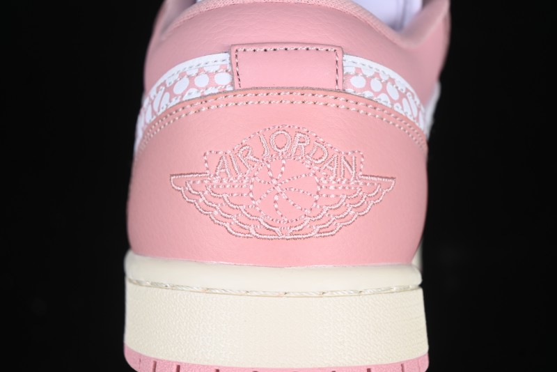 Nike Air Jordan 1 Low AJ1 Custom White Pink Low-Top Casual Lifestyle Sneakers - DC0774-162