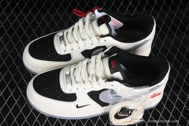 Nike Air Force 1 '07 Low Stussy Collaboration Beige Grey Black Low-Top Casual Sneakers - XZ6188-766