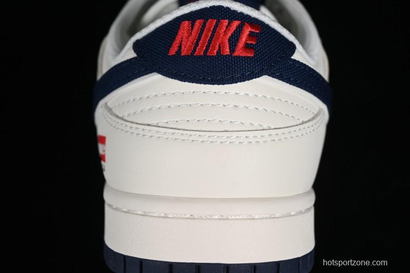 Nike Supreme x SB Dunk Low Balenciaga Collaboration - Off White Blue Canvas Anniversary High-End Custom Low-Top Casual Sneakers - XX2025-310