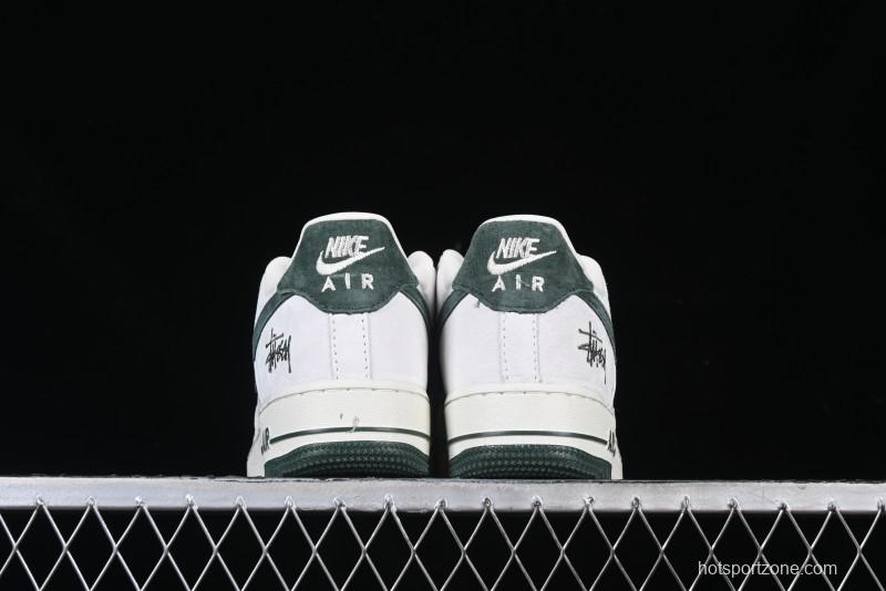 Nike Air Force 1 '07 Low Stussy Collaboration Green Suede Swoosh Low-Top Casual Sneakers - CH6336-511