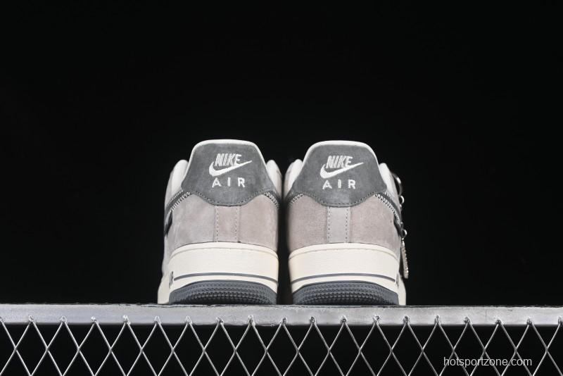 Nike Air Force 1 '07 Low Violent Bear Collaboration Grey Embroidered Swoosh Low-Top Casual Sneakers - KK1988-047