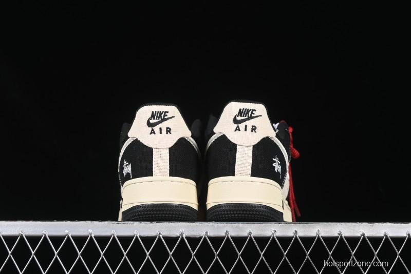 Nike Air Force 1 '07 Low Stussy Collaboration Beige Black Low-Top Casual Sneakers - XZ6188-762