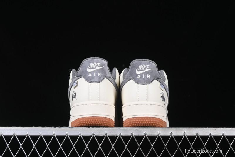 Nike Air Force 1 '07 Low Stussy Collaboration - Grey Swoosh Casual Sneakers - XZ6188-256
