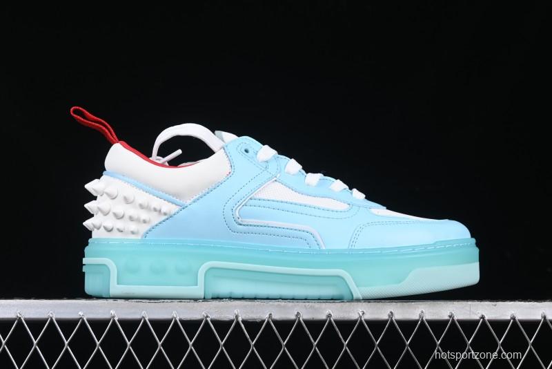 Christian Louboutin Funnyto Flat Comfortable Fashion Low-Top Sneakers with Raw Ice Blue Sole - X.D4