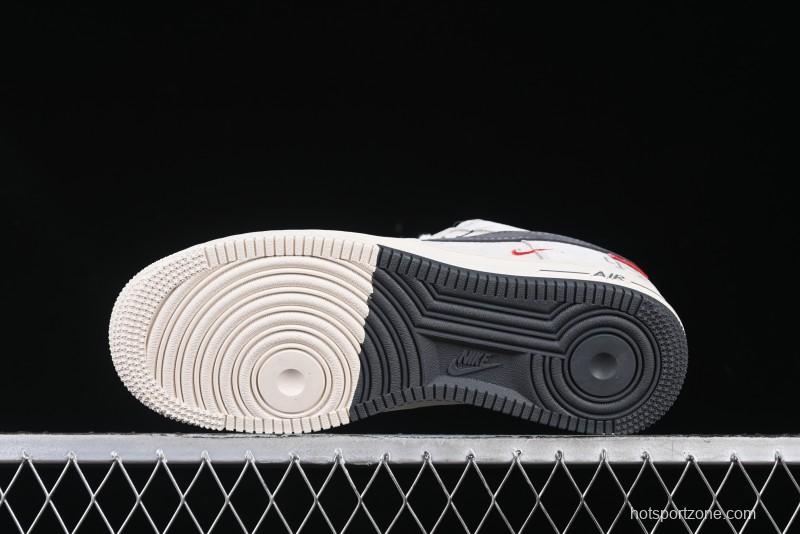 Nike Air Force 1 '07 Low Champion Collaboration Dual-Tone Grey Swoosh Triple Mini Swoosh Low-Top Casual Sneakers - SJ6698-022