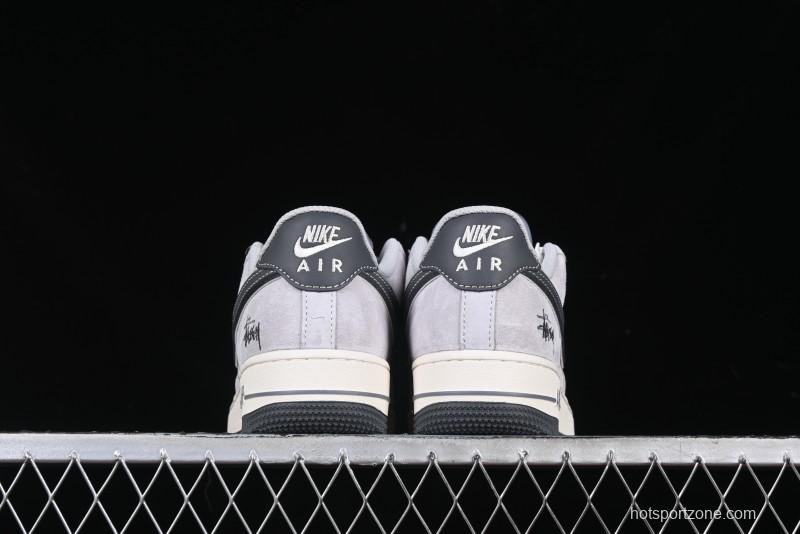 Nike Air Force 1 '07 Low Stussy Collaboration Grey Swoosh Casual Sneakers - XZ6188-911