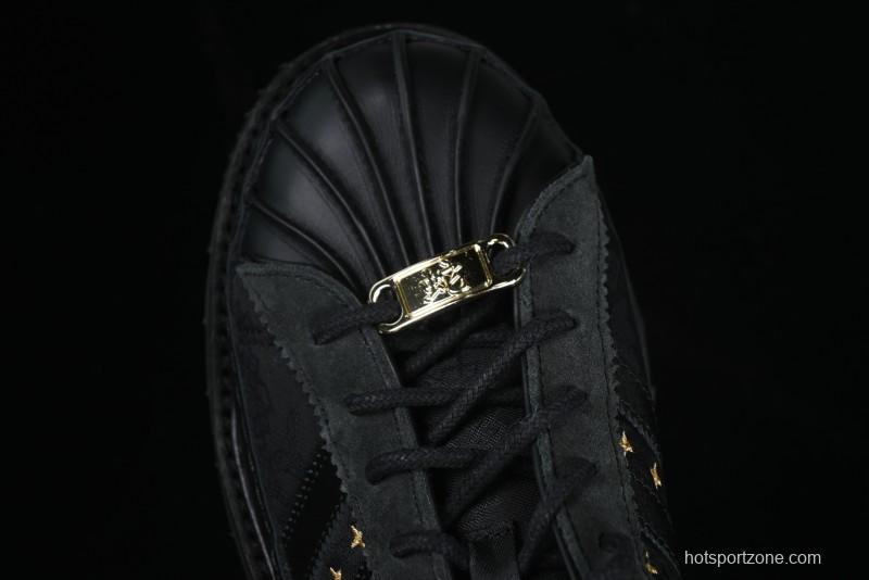 Adidas Superstar JR5114 Clot Collaboration Shell Toe Skate Shoes with Perforated Leather Upper - JR5114