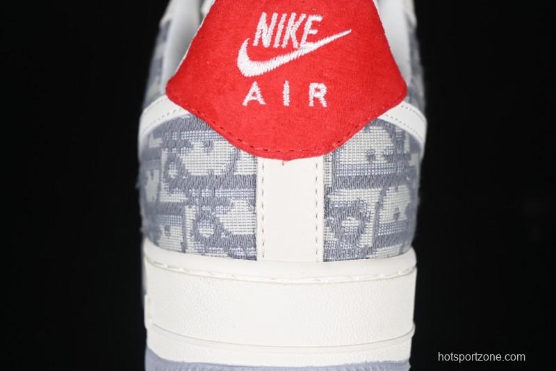 Nike Air Force 1 '07 Low Dior Collaboration - Grey Pattern Low-Top Casual Sneakers - DF0188-021