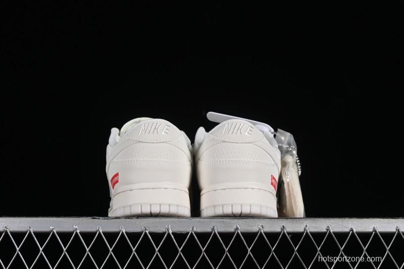 Nike SB Dunk Low Supreme Collaboration - Double Swoosh Anniversary Custom Low-Top Casual Skate Shoes - BB8675-104