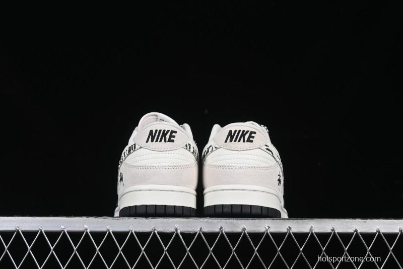 Nike SB Dunk Low Stussy Collaboration Zebra Black White Swoosh Anniversary Custom Low-Top Casual Skate Shoes - DJ2024-060