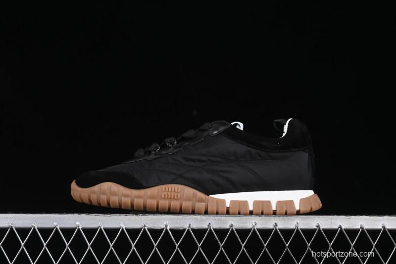 Miu Miu Suede Round Toe Lace-Up Women's Low-Top Casual Shoes - 99D4