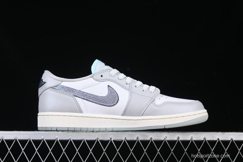 Nike Air Jordan 1 Low OG CNY AJ1 Snake Year Limited Silver Snake Low-Top Retro Basketball Shoes - HF3144-100