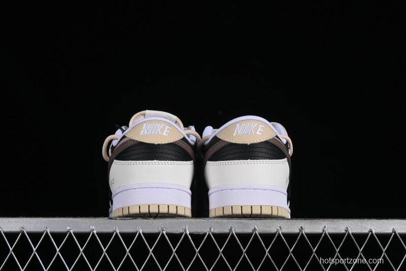 Nike Dunk Low Chestnut Letter High Street Black Brown Deconstructed SB Strap Low Top Casual Skate Shoes - DV0831-003