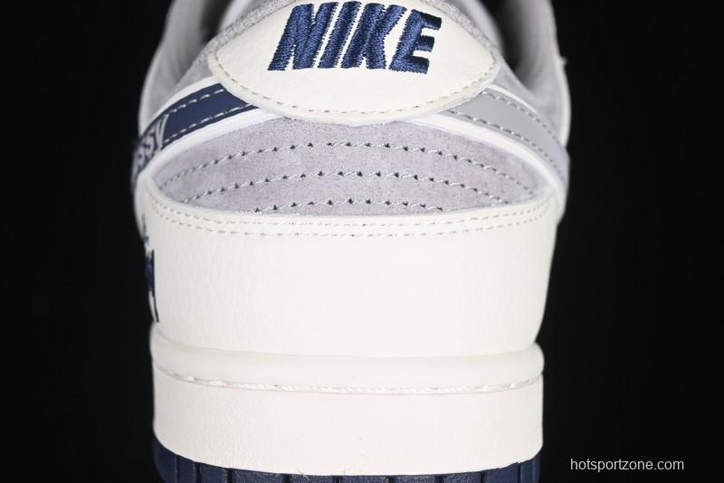 Nike SB Dunk Low Stussy Collaboration Beige Grey Print Grey Swoosh Anniversary Custom Low-Top Casual Skate Shoes - DM6868-009