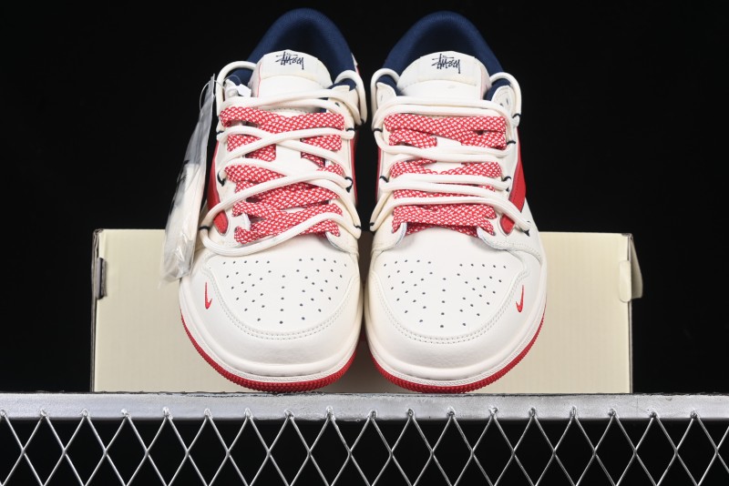Nike Travis Scott x Fragment Design x Air Jordan 1 Low OG SP AJ1 Retro Sneakers with Reverse Swoosh - SJ0086-138