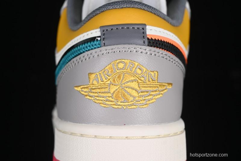 Nike Air Jordan 1 Low AJ1 Mismatched Swoosh Casual Sneakers - HV4511-133