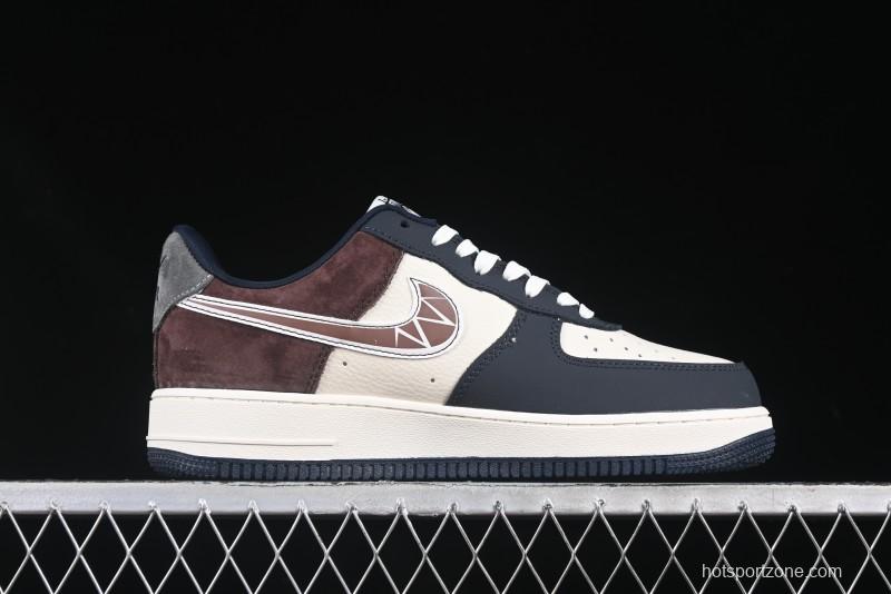 Nike Air Force 1 '07 Low Stussy Collaboration White Blue Chocolate Low-Top Casual Sneakers - KK1988-061