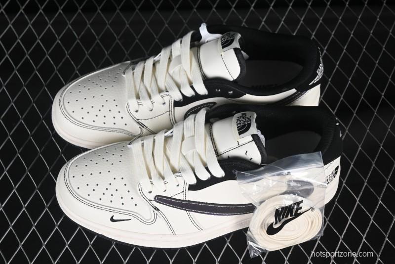 Nike Travis Scott x Fragment Design x Air Jordan 1 Low OG SP Casual Sneakers with Reverse Swoosh - XS6089-500