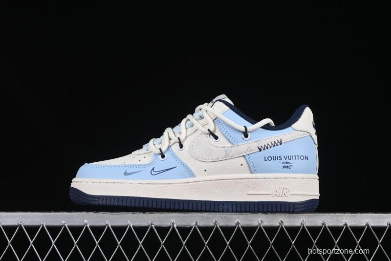 Nike Air Force 1'07 Low LV Collaboration University Blue Drawstring Casual Sneakers - DM6868-058