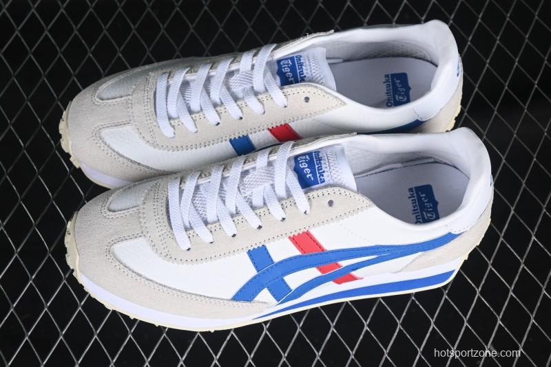 Onitsuka Tiger Vintage Runner Sneakers - White/Grey with Blue & Red Accents