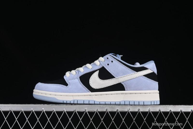 Nike SB Dunk Low Aluminum Skateboarding Shoes with Black Blue White Swoosh - HF3063-400