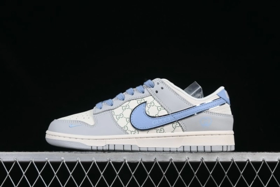 Nike Dunk Low x Gucci Collaboration – Premium Gray & Blue Edition