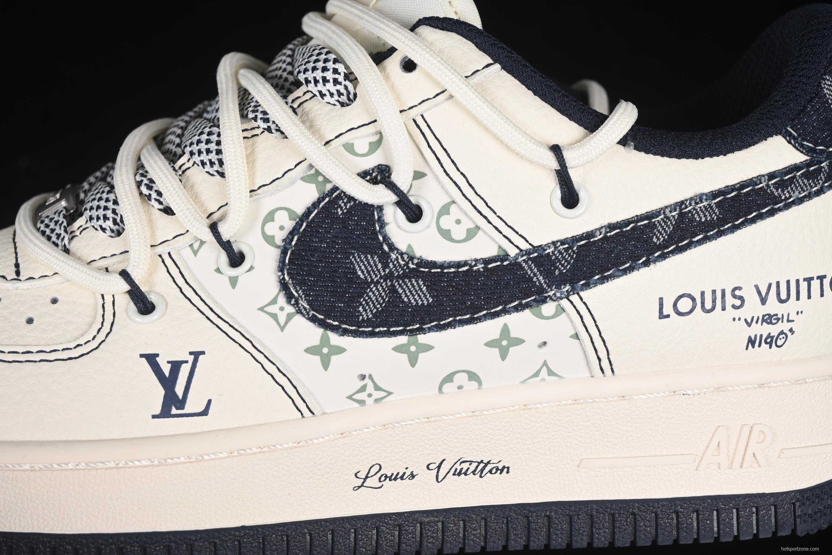 Nike Air Force 1 '07 Low LV Collaboration Black Denim Hook Drawstring Casual Sneakers - DM6868-060