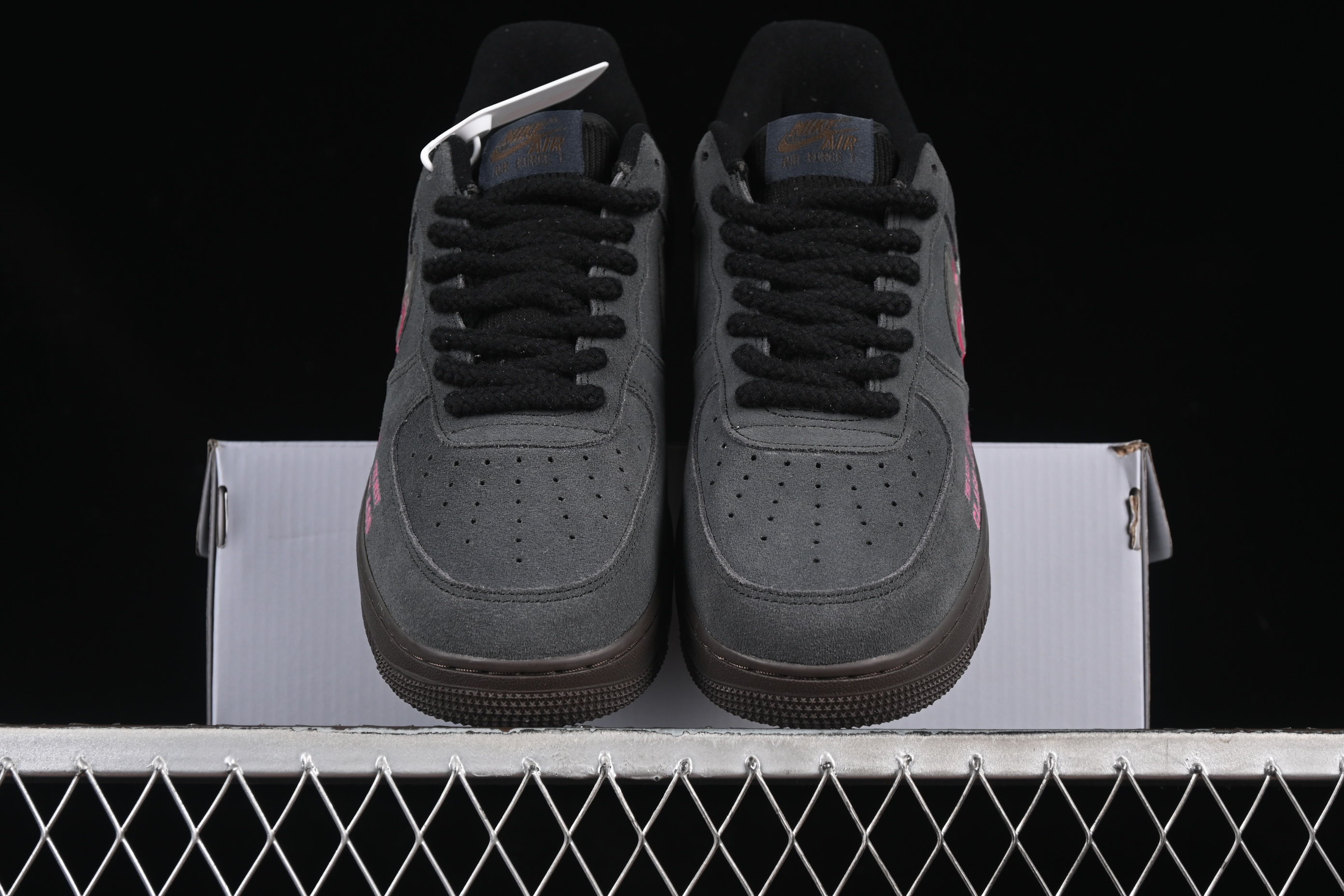 Nike Air Force 1'07 Low "Black Pink" Limited Edition Sneakers with Heart Design - DO6730-010