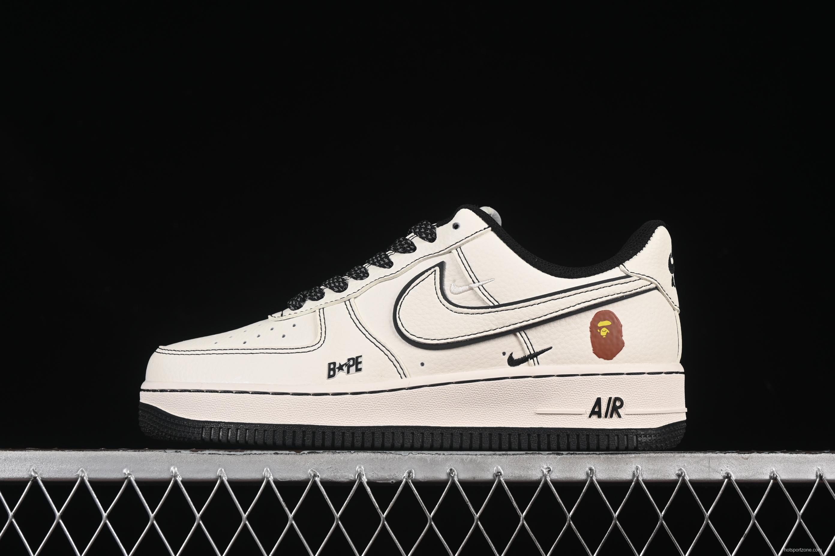 Nike Air Force 1 '07 Low Bape Collaboration Black Line Starry Sky Casual Sneakers - HH7518-067