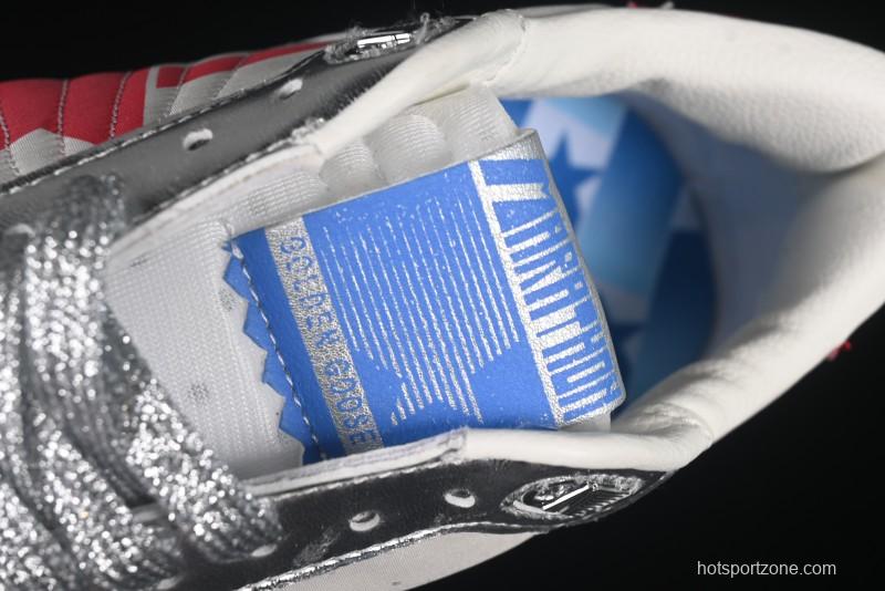 Golden Goose Marathon White Red Silver Comfortable Low-Top Lifestyle Sneakers - H8D4