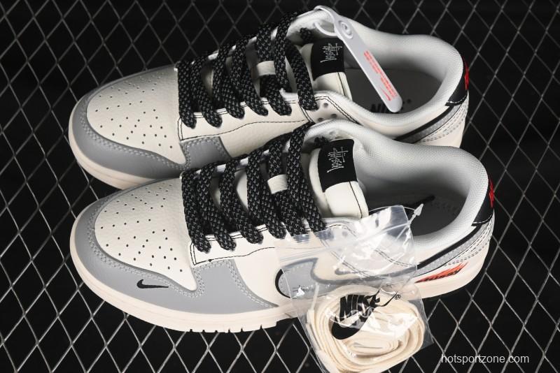 Nike SB Dunk Low Stussy Collaboration Dual-Tone Black Grey Anniversary Custom Low-Top Skate Shoes - ZH2598-227