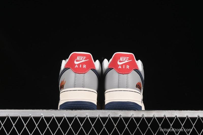 Nike Air Force 1 '07 Low Stussy Double Flame Casual Sneakers with Full-Length Air Cushion - XS1958-555