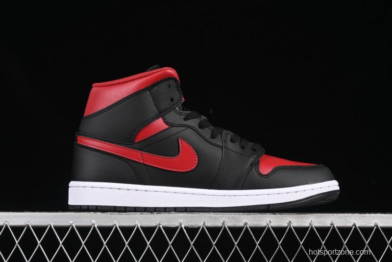 Nike Air Jordan 1 Mid AJ1 Black Red Mid-Top Casual Sneakers - DQ8426-067