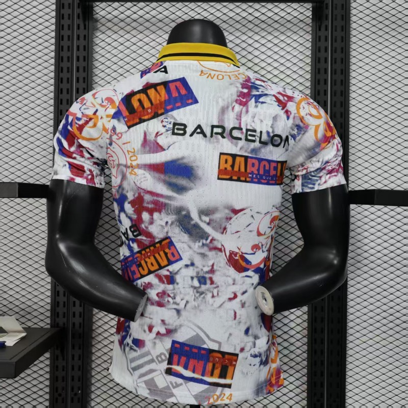Player Version 25/26 Barcelona White with Graffiti Art Pattern Jersey