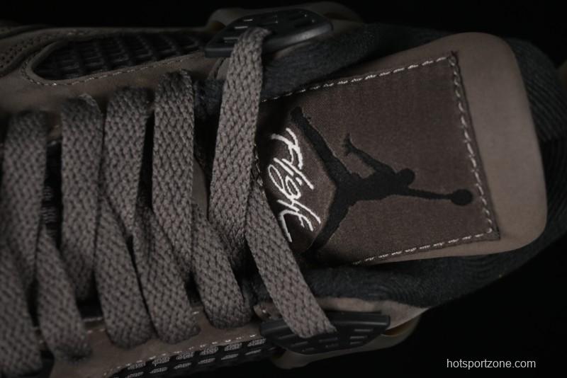 Nike Air Jordan 4 Retro Sneakers in Cave Stone Brown with Black Mesh and TPU Details - FV5029-200