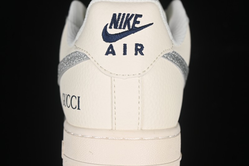 Nike Air Force 1 '07 Low Gucci Collaboration Silver Swoosh Casual Sneakers - XS1958-546