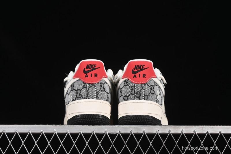 Nike Air Force 1'07 Low Gucci Collaboration Grey Pattern Drawstring Casual Sneakers - YX5066-319