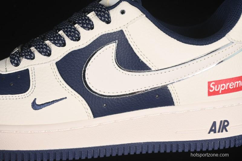 Nike Air Force 1 '07 Low Supreme Collaboration Light Blue Edge Casual Sneakers - HH7518-057