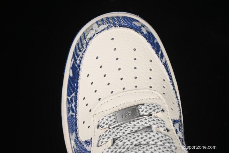 Nike Air Force 1 '07 Low Stussy Collaboration Gradient Denim Casual Sneakers - XS1958-586