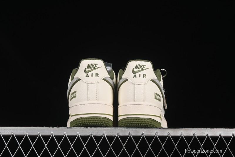 Nike Air Force 1 '07 Low Supreme Collaboration Military Green Multi Swoosh Casual Sneakers - XX3168-148