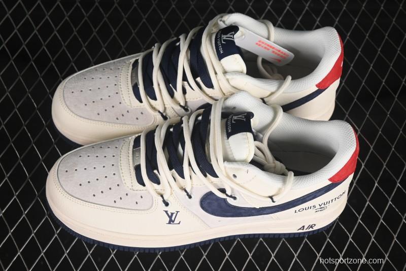 Nike Air Force 1 '07 Low LV Collaboration Blue Swoosh Drawstring Casual Sneakers - DM6868-083