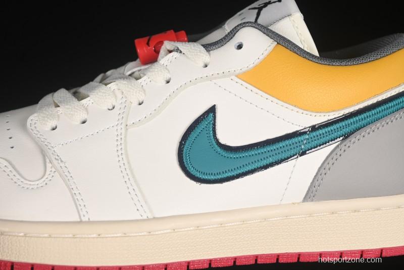 Nike Air Jordan 1 Low AJ1 Mismatched Swoosh Casual Sneakers - HV4511-133