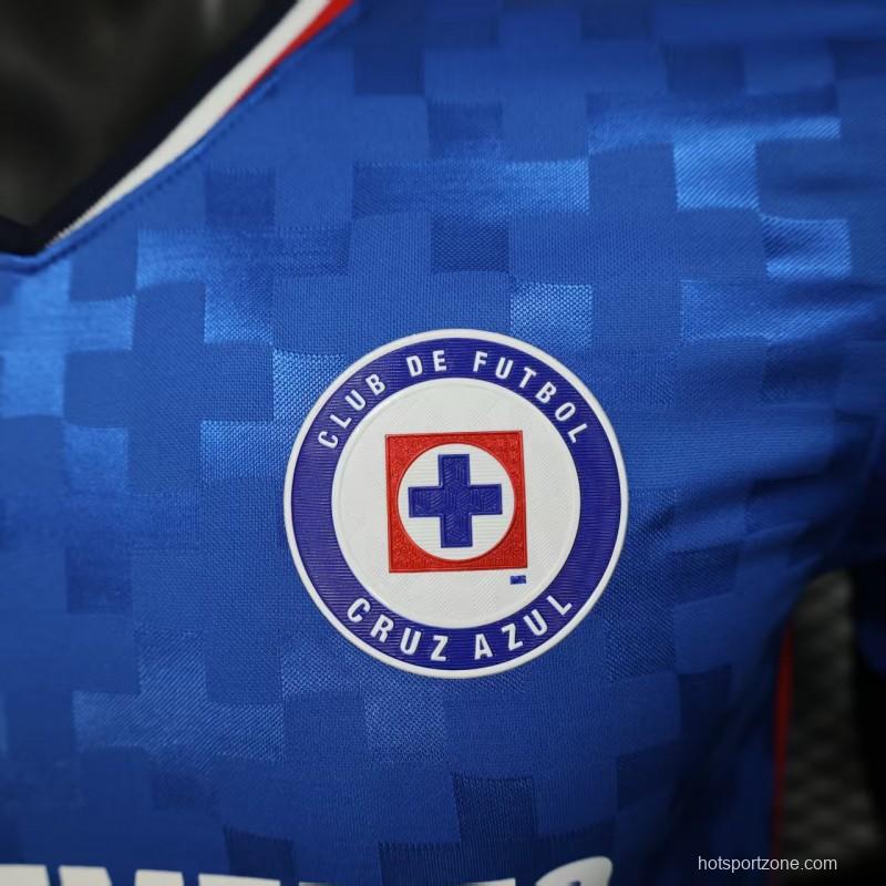 Player Version 25/26 Cruz Azul Home Blue with Digital Pixel Pattern Jersey