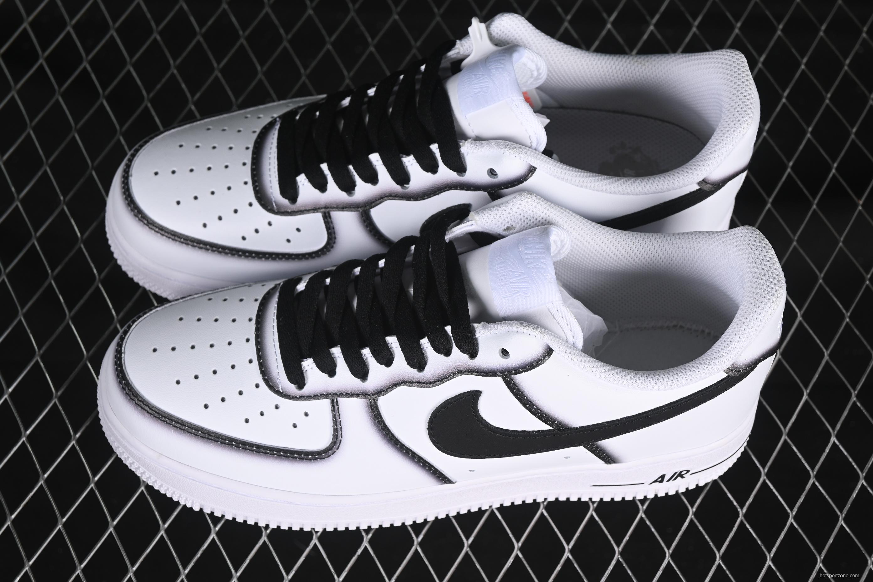 Nike Air Force 1'07 Low Casual Sneakers with Black Border, Green Swoosh & Gold Embroidery - ZH0316-075