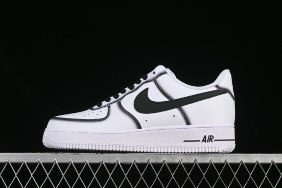 Nike Air Force 1'07 Low Casual Sneakers with Black Border, Green Swoosh & Gold Embroidery - ZH0316-075
