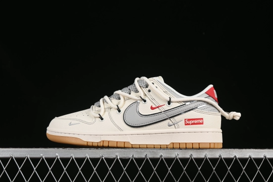 Nike SB Dunk Low Sup Series Strap White Grey Check Anniversary Custom Low-Top Casual Skate Shoes - FC1688-215
