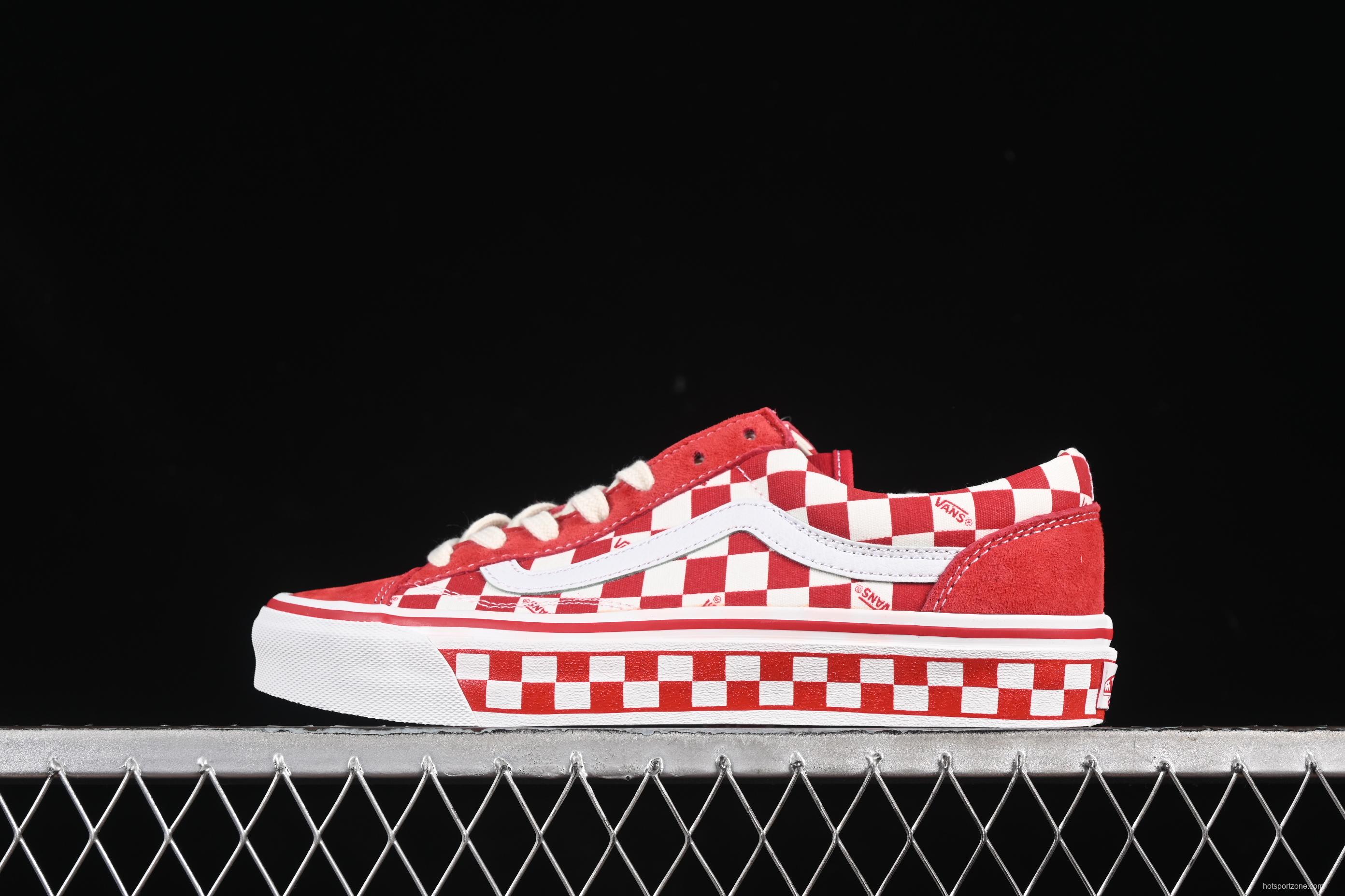 Vans Old Skool 36 LX-BMX Classic Skate Shoes in White Red Checkerboard - VN000D57ERM