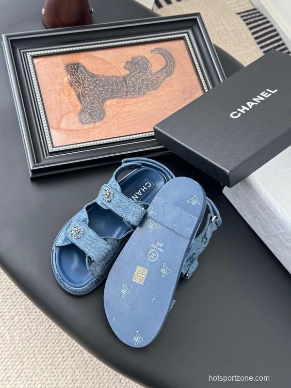 2025 Women Chanel Blue Denim Sandals LY00320