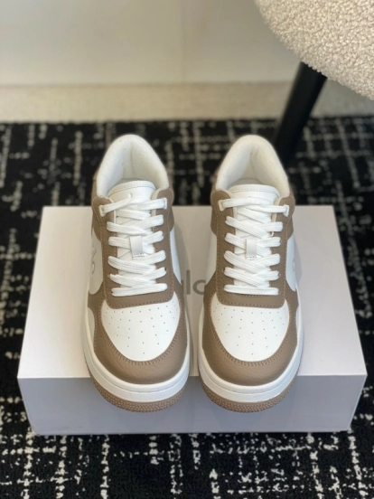 2025 Women Alo White Brown Leather Sneakers KFY00280